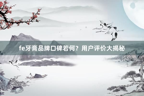 fe牙膏品牌口碑若何？用户评价大揭秘